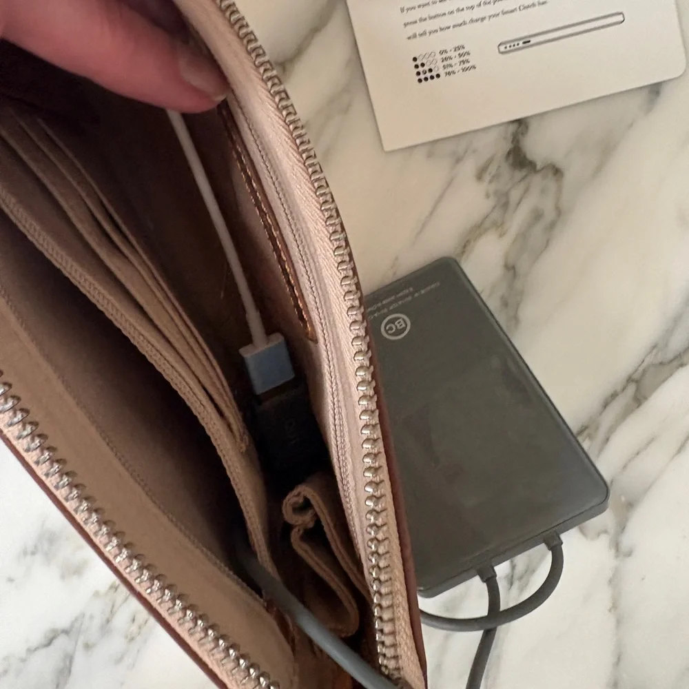 Rose Gold Metallic Clutch with Charger